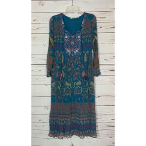 Soft Surroundings Women's PS Petite Small Blue Floral Mirapani Long Maxi Dress